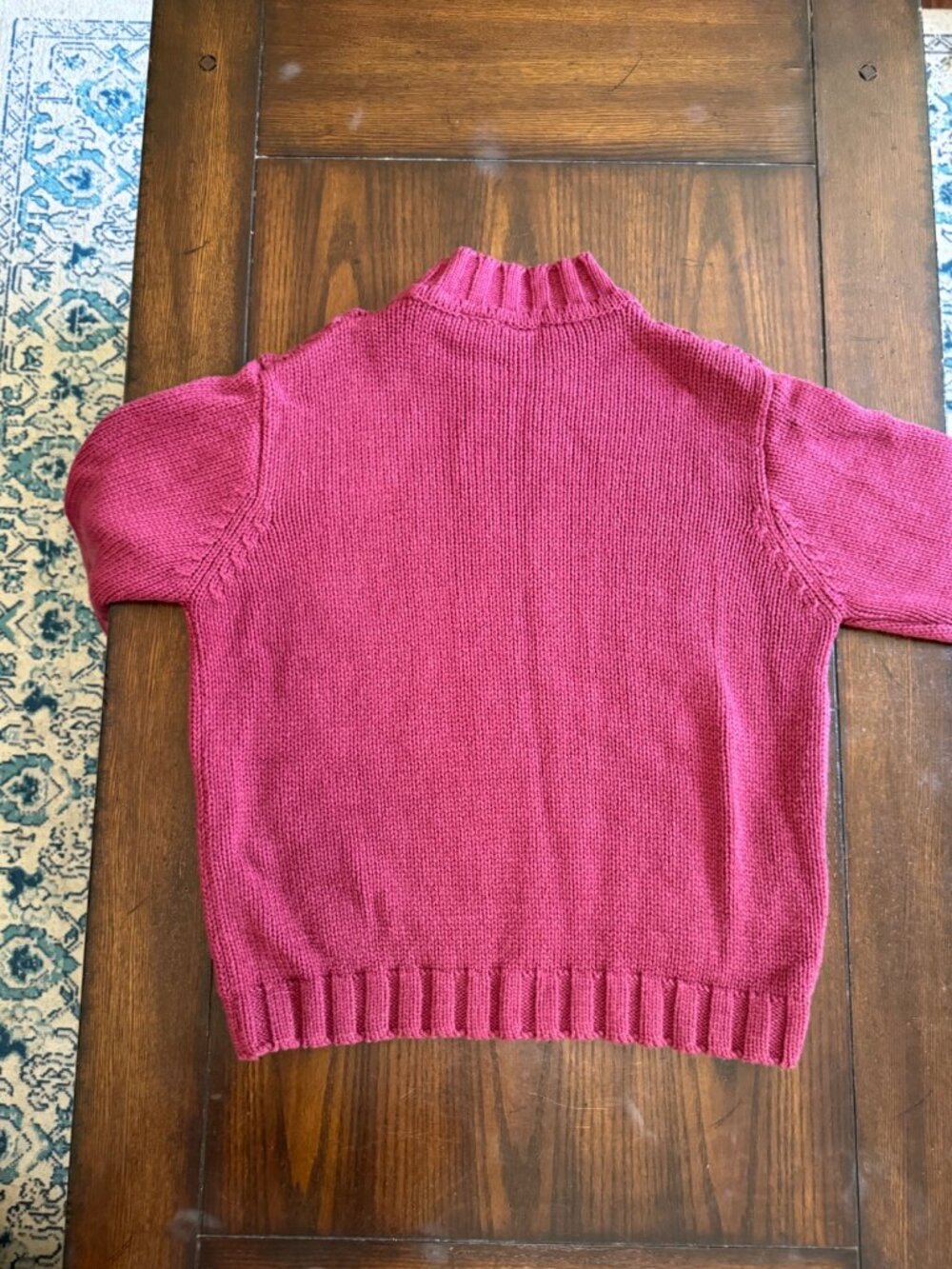 Vintage Classic Elements Cable Knit Sweater Mock Neck Red Thick Acrylic Petite M - Picture 6 of 7